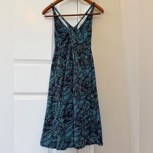 Patagonia Teal Leaf Print Midi Dress